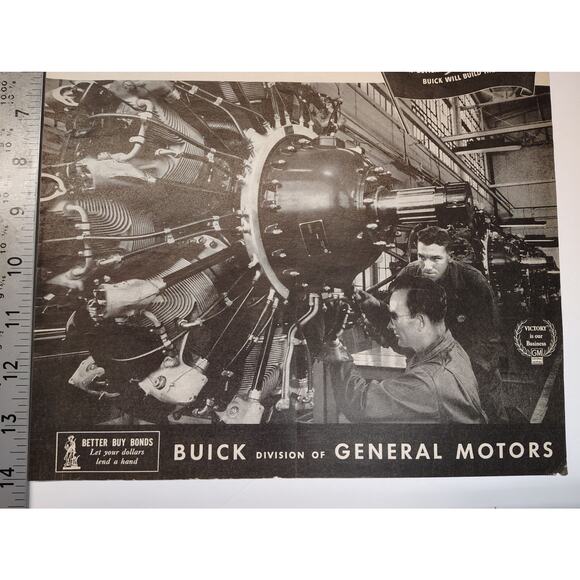 1943 Buick Print Ad Between Two Ten-Thousandths Aircraft Engine Precision 1940s - Picture 5 of 6
